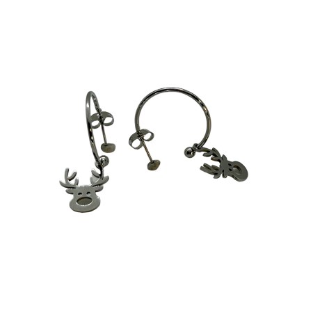 earrings steel silver hoop with deer